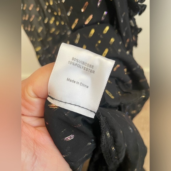 Rat and Boa Black Metallic Giorgia short sleeve V neck maxi dress L - Picture 13 of 13